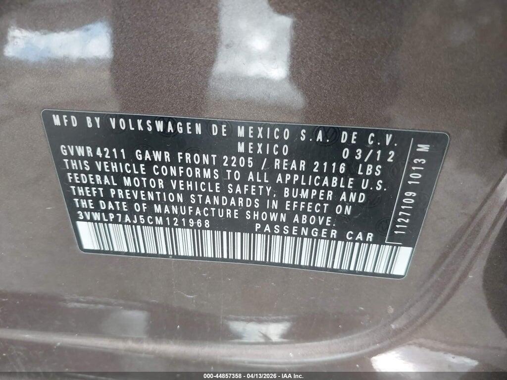3VWLP7AJ5CM121968 2012 VOLKSWAGEN JETTA photo no. 9