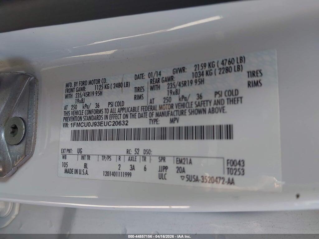 1FMCU0J93EUC20632 2014 FORD ESCAPE photo no. 9