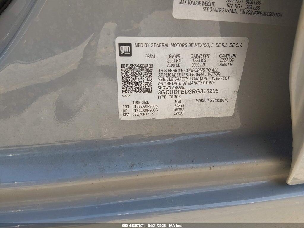 3GCUDFED3RG310205 2024 CHEVROLET SILVERADO 1500 photo no. 9
