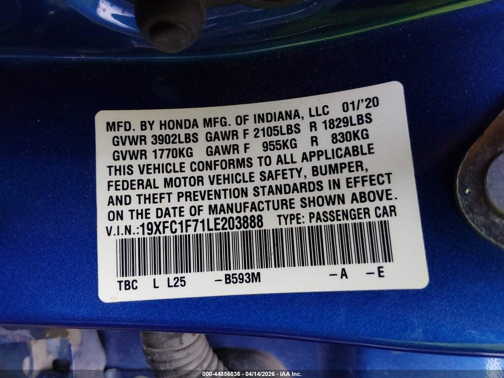 19XFC1F71LE203888 2020 HONDA CIVIC photo no. 9