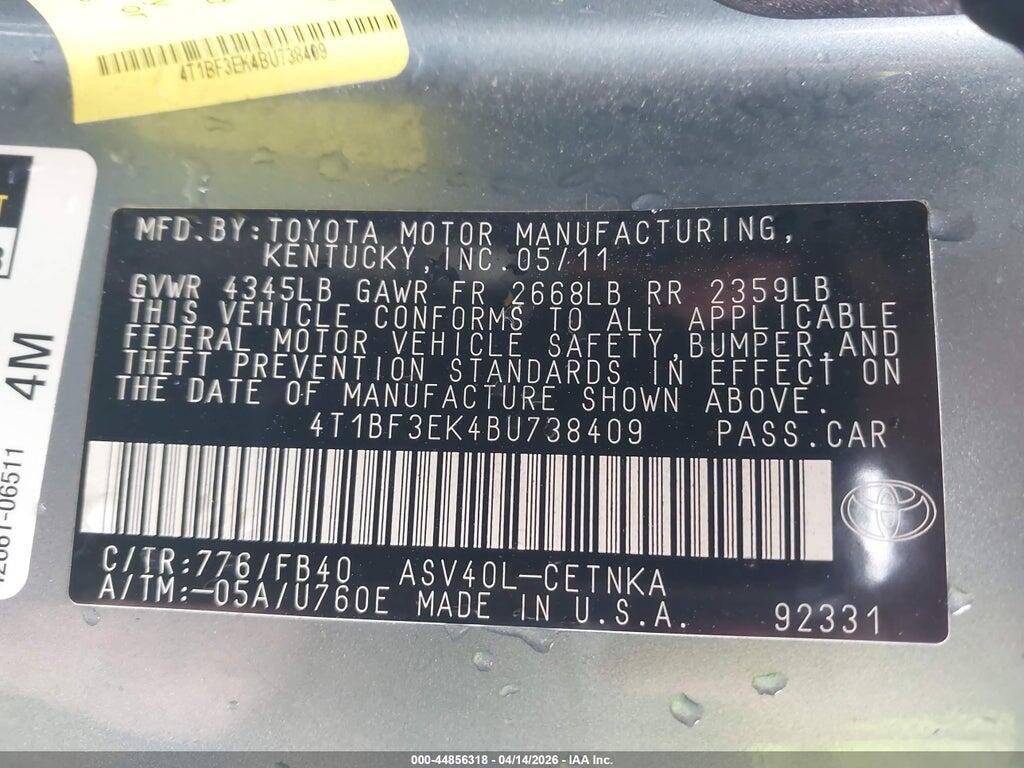 4T1BF3EK4BU738409 2011 TOYOTA CAMRY photo no. 9
