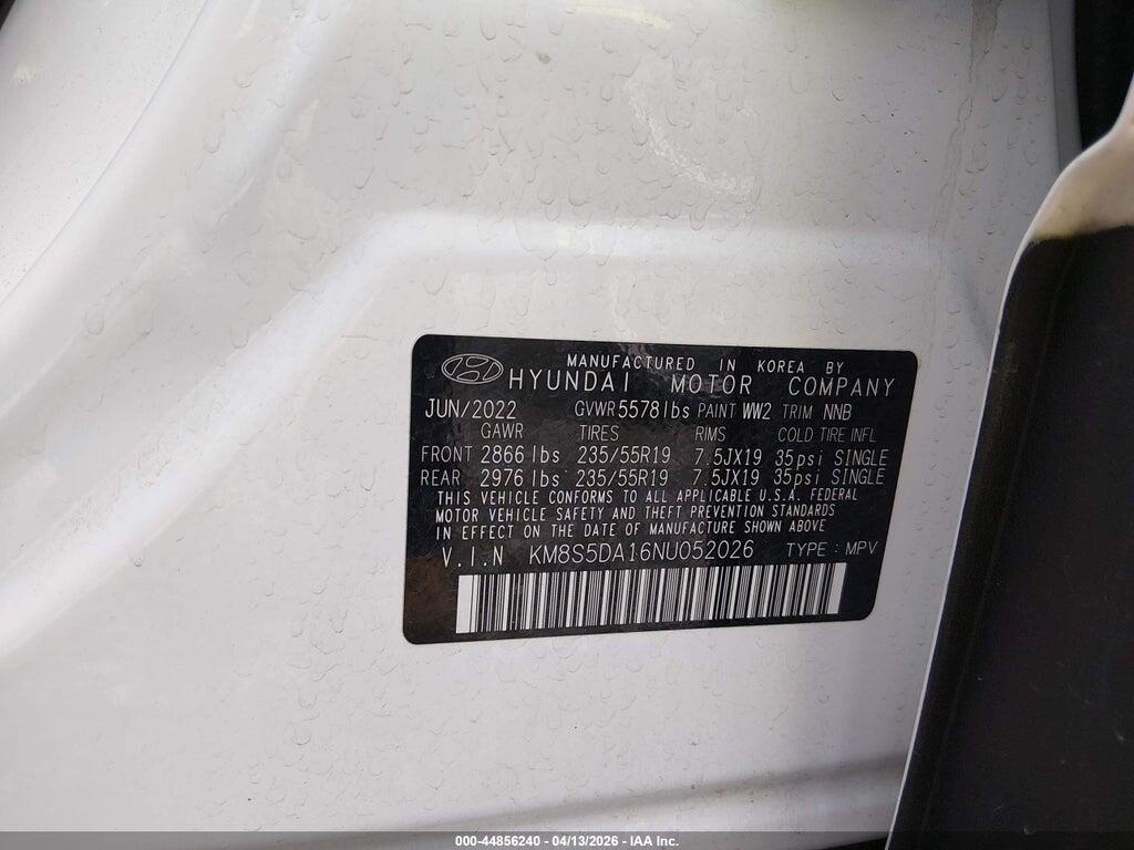 KM8S5DA16NU052026 2022 HYUNDAI SANTA FE HYBRID photo no. 9