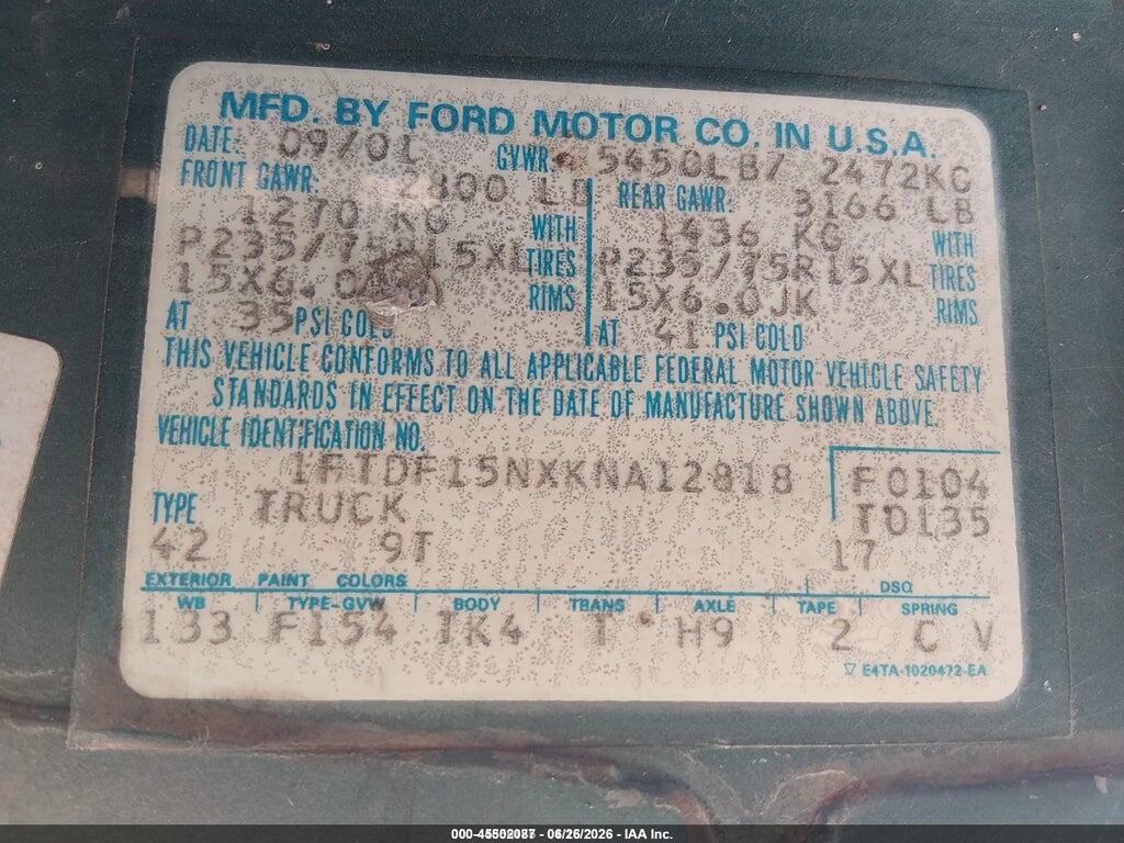 1FTDF15NXKNA12818 1989 FORD F150 photo no. 9