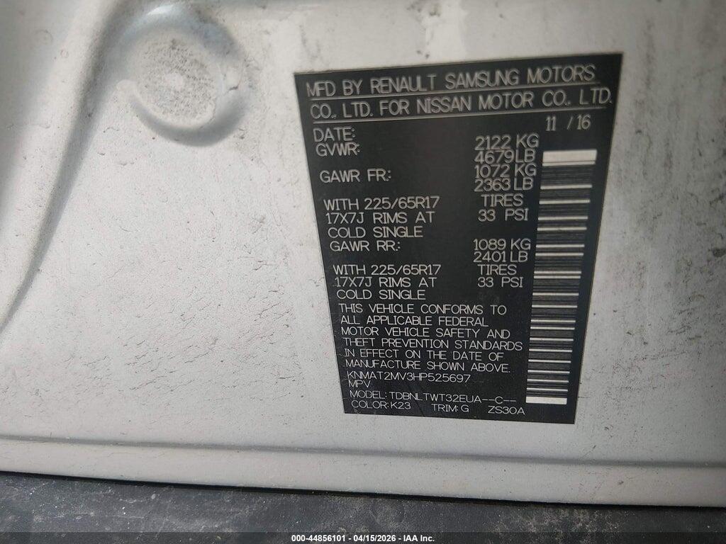 KNMAT2MV3HP525697 2017 NISSAN ROGUE photo no. 9