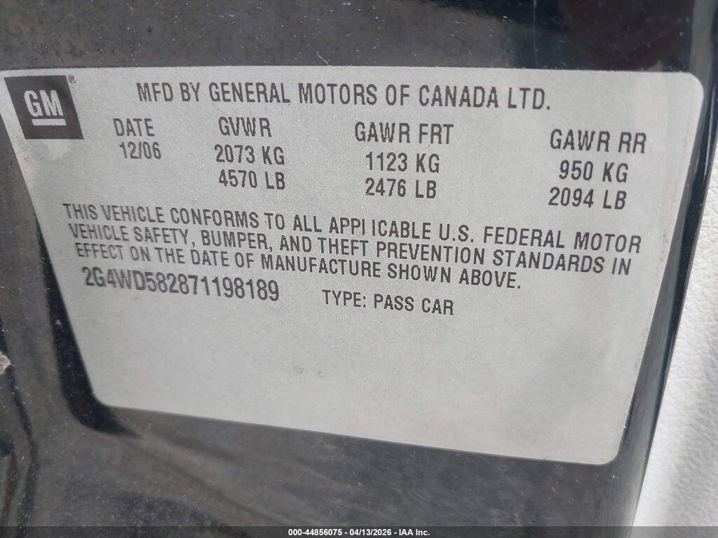 2G4WD582871198189 2007 BUICK LACROSSE photo no. 9