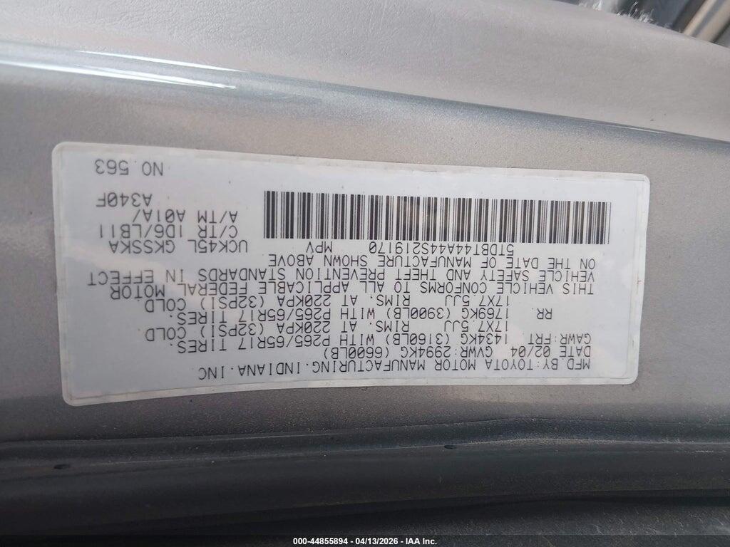 5TDBT44A44S219170 2004 TOYOTA SEQUOIA photo no. 9