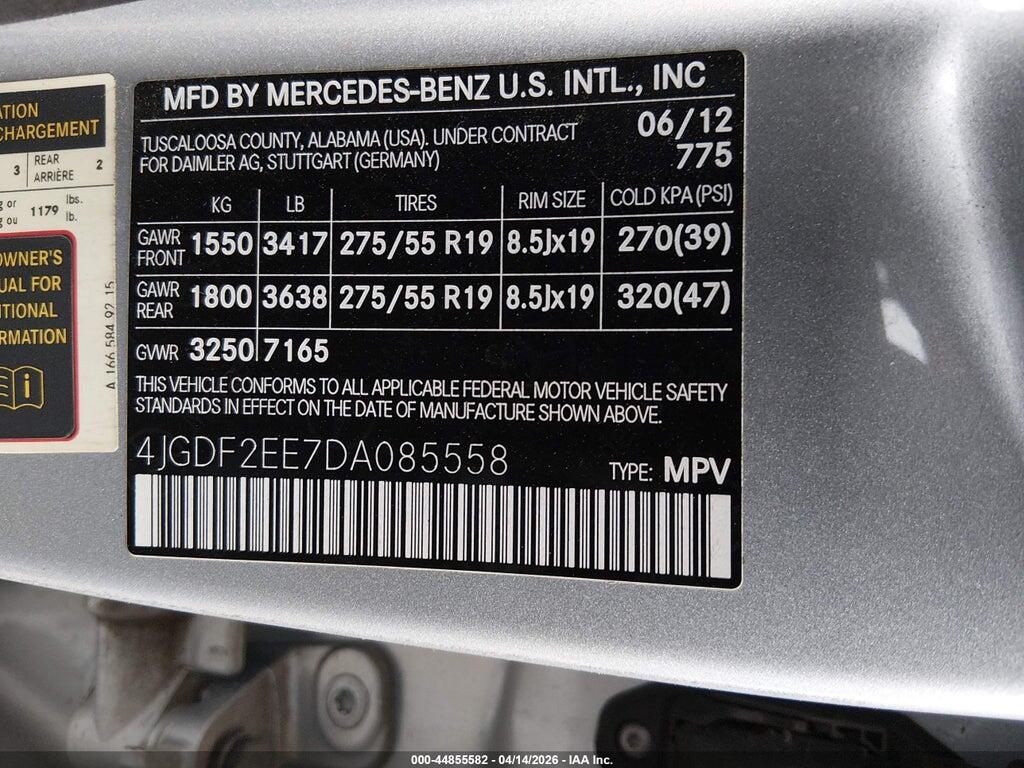 4JGDF2EE7DA085558 2013 MERCEDES-BENZ GL 350 BLUETEC photo no. 9