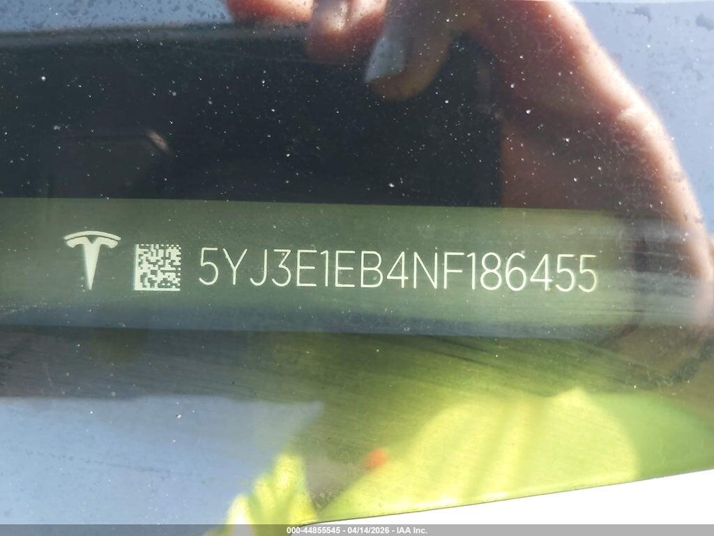 5YJ3E1EB4NF186455 2022 TESLA MODEL 3 photo no. 9