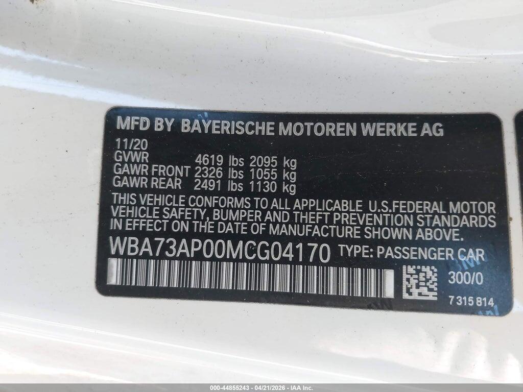 WBA73AP00MCG04170 2021 BMW 430I photo no. 9