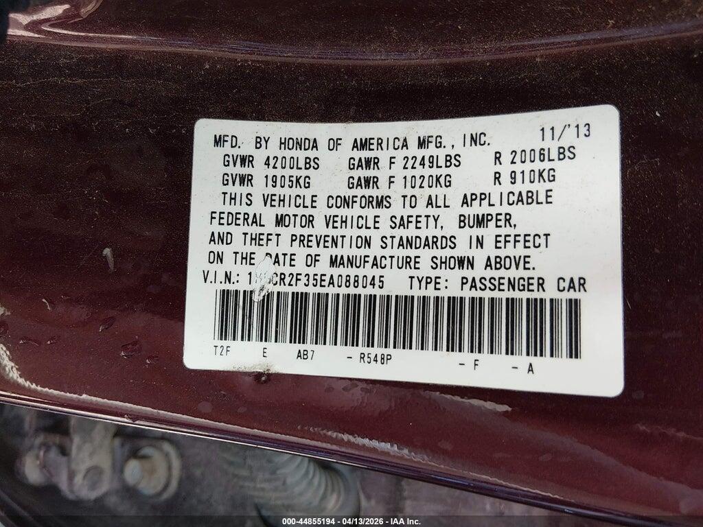 1HGCR2F35EA088045 2014 HONDA ACCORD photo no. 9