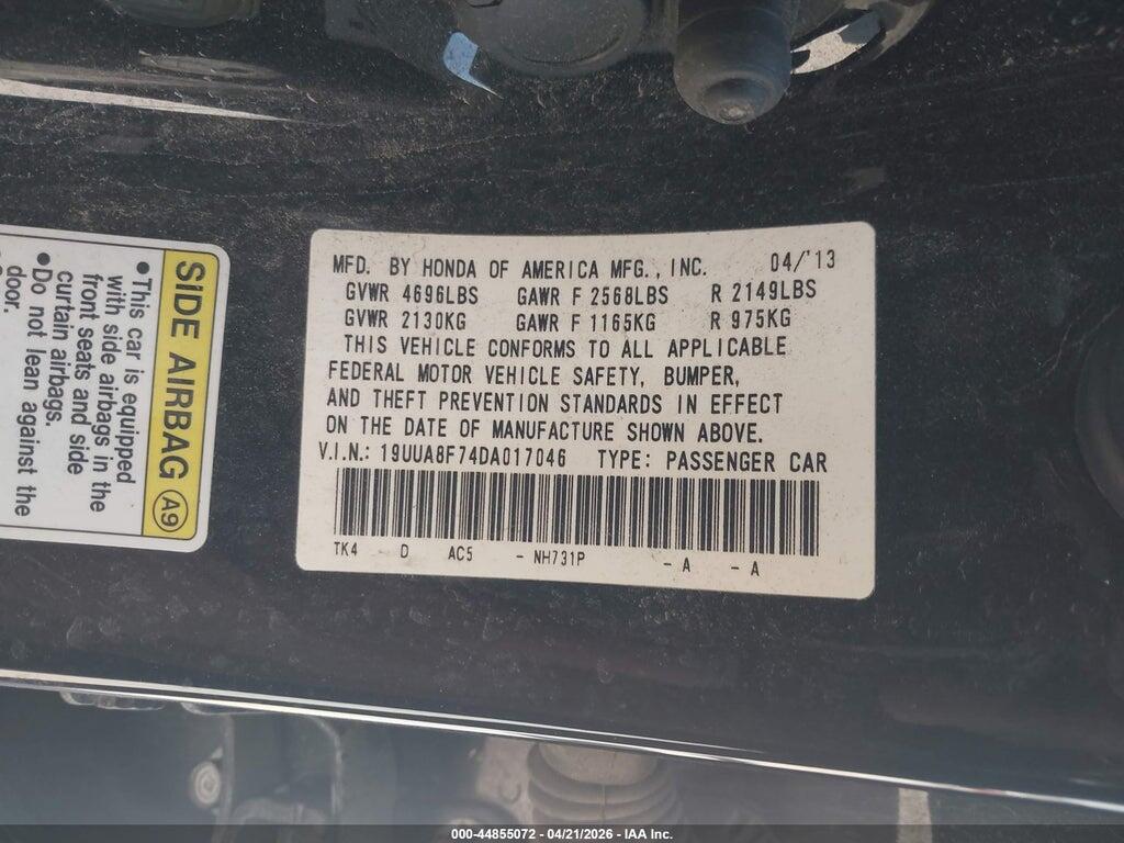 19UUA8F74DA017046 2013 ACURA TL photo no. 9