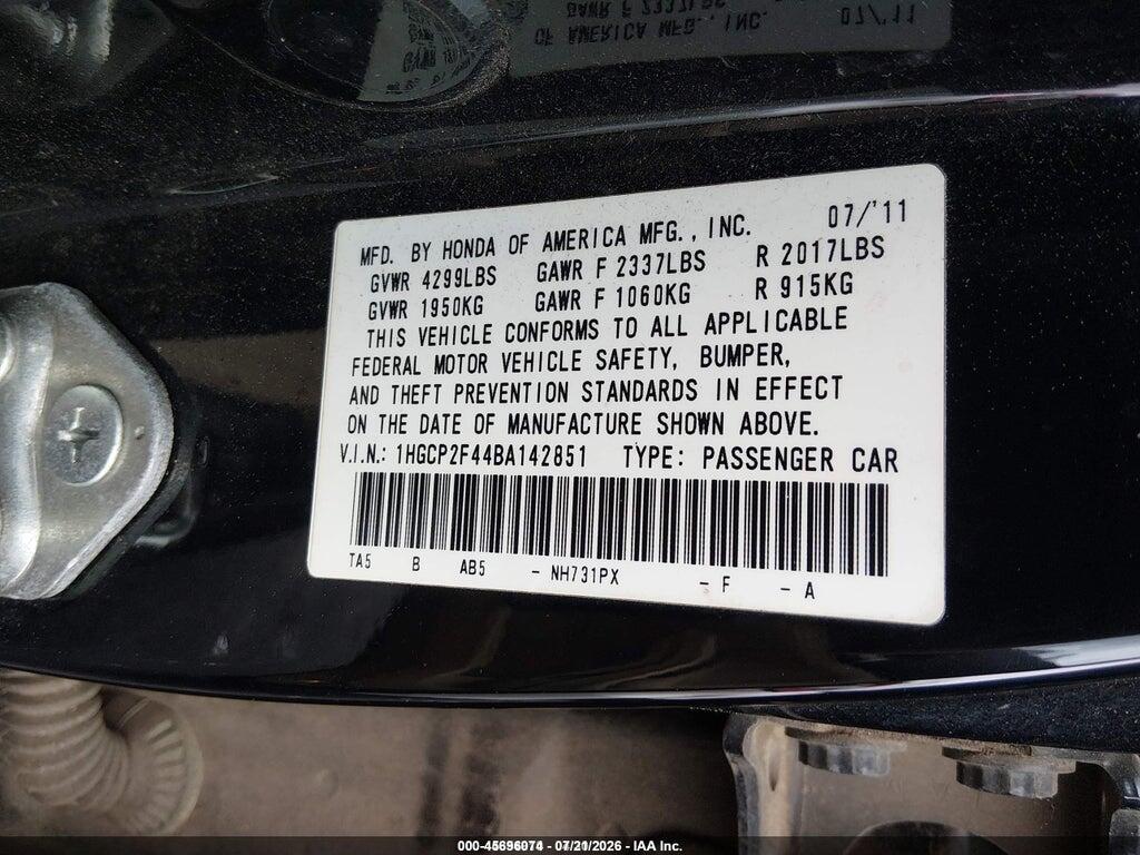 1HGCP2F44BA142851 2011 HONDA ACCORD photo no. 9