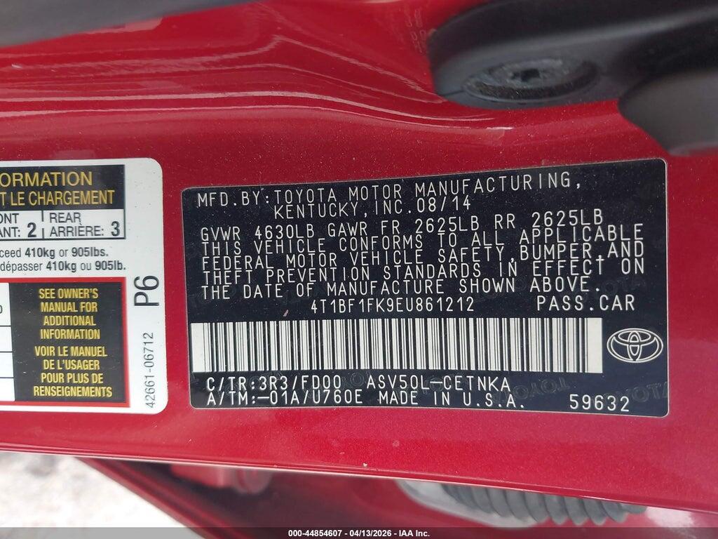 4T1BF1FK9EU861212 2014 TOYOTA CAMRY photo no. 9