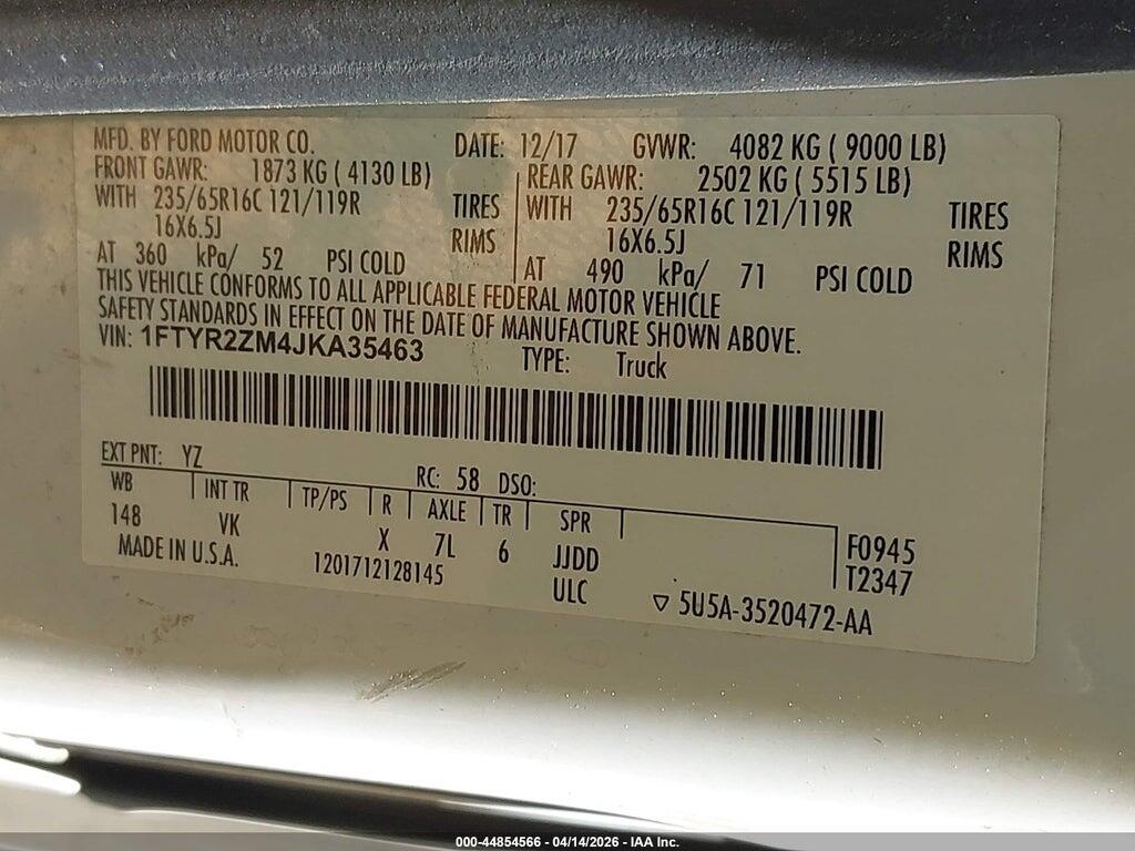 1FTYR2ZM4JKA35463 2018 FORD TRANSIT-250 photo no. 9