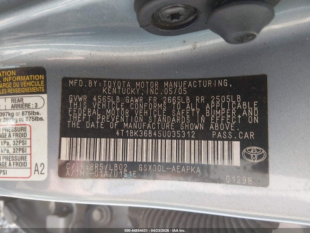 4T1BK36B45U035312 2005 TOYOTA AVALON photo no. 9