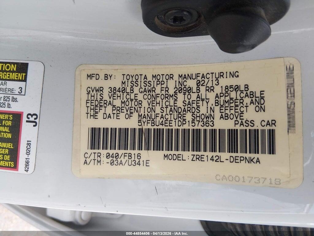 5YFBU4EE1DP157363 2013 TOYOTA COROLLA photo no. 9
