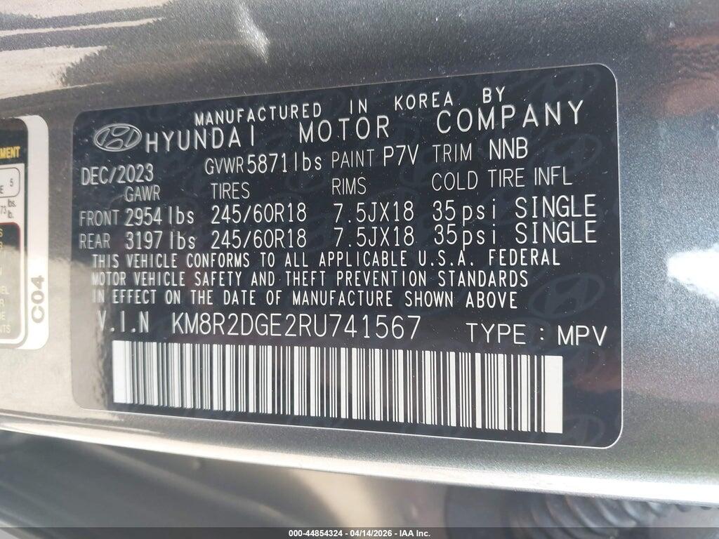 KM8R2DGE2RU741567 2024 HYUNDAI PALISADE photo no. 9