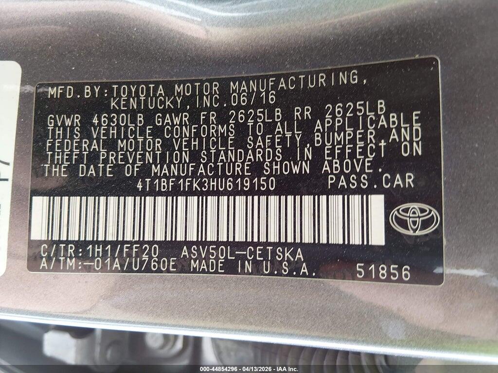 4T1BF1FK3HU619150 2017 TOYOTA CAMRY photo no. 9