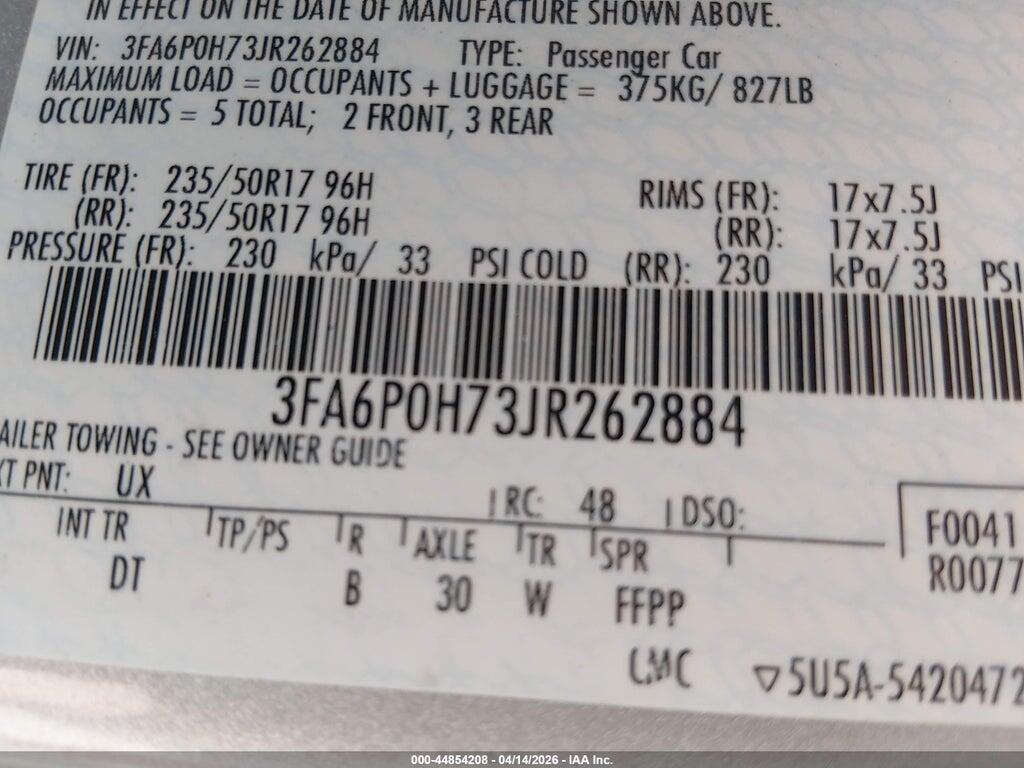 3FA6P0H73JR262884 2018 FORD FUSION photo no. 9