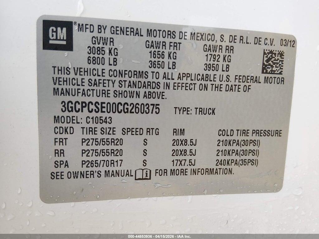 3GCPCSE00CG260375 2012 CHEVROLET SILVERADO 1500 photo no. 9