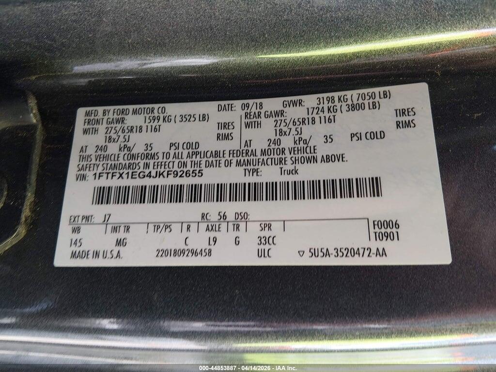 1FTFX1EG4JKF92655 2018 FORD F-150 photo no. 9