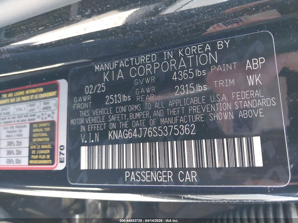 KNAG64J76S5375362 2025 KIA K5 photo no. 9