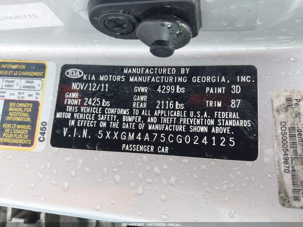5XXGM4A75CG024125 2012 KIA OPTIMA photo no. 9