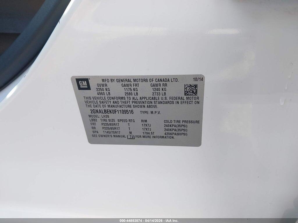 2GNALBEK0F1109516 2015 CHEVROLET EQUINOX photo no. 9