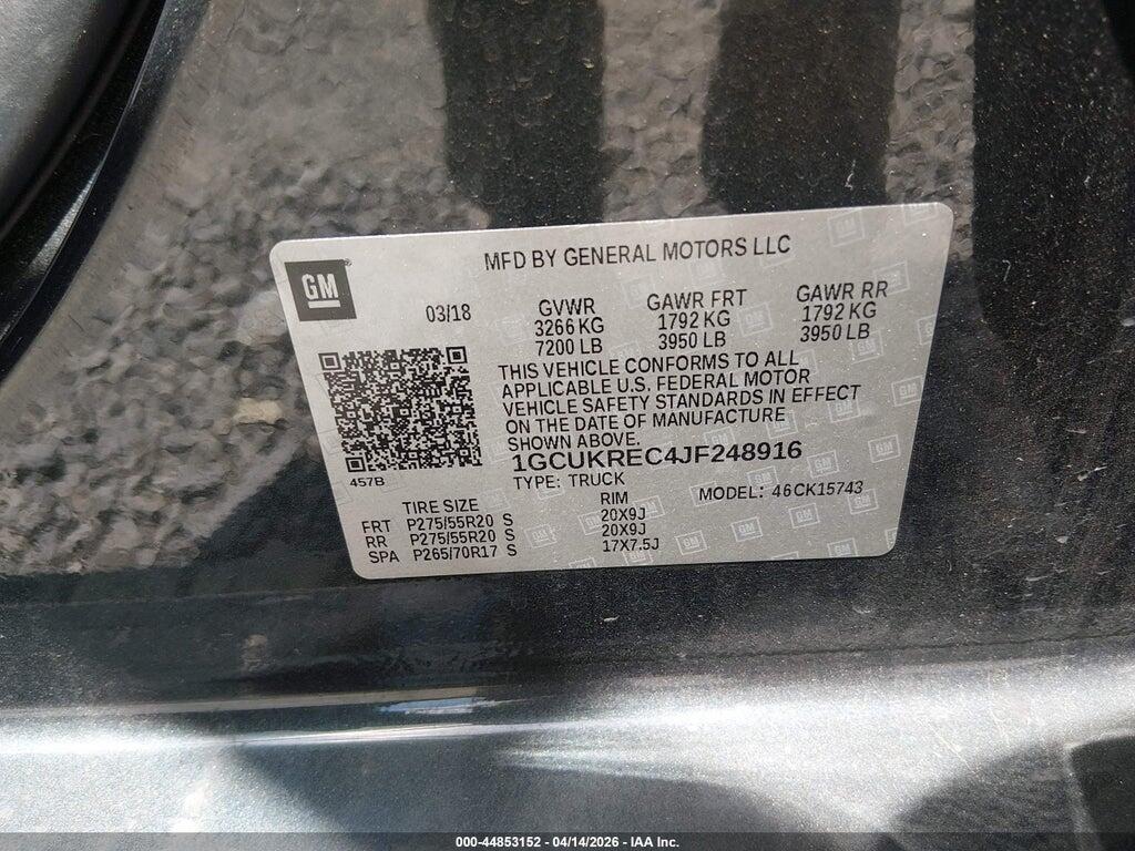 1GCUKREC4JF248916 2018 CHEVROLET SILVERADO 1500 photo no. 9