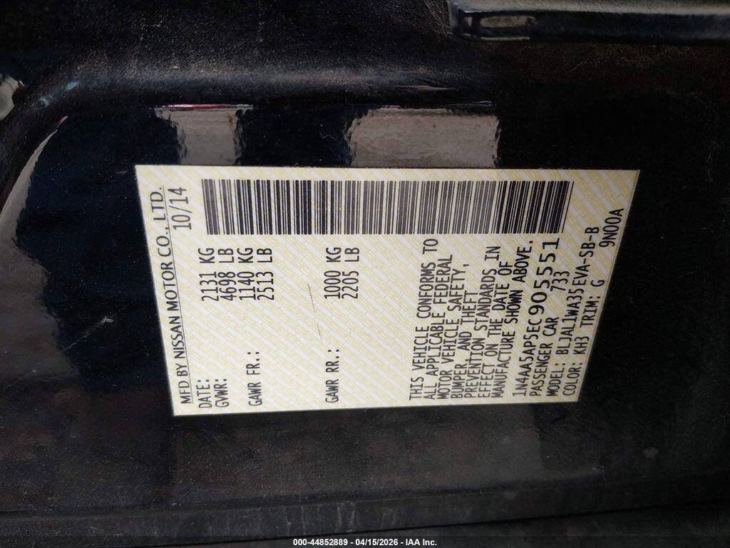 1N4AA5AP5EC905551 2014 NISSAN MAXIMA photo no. 9