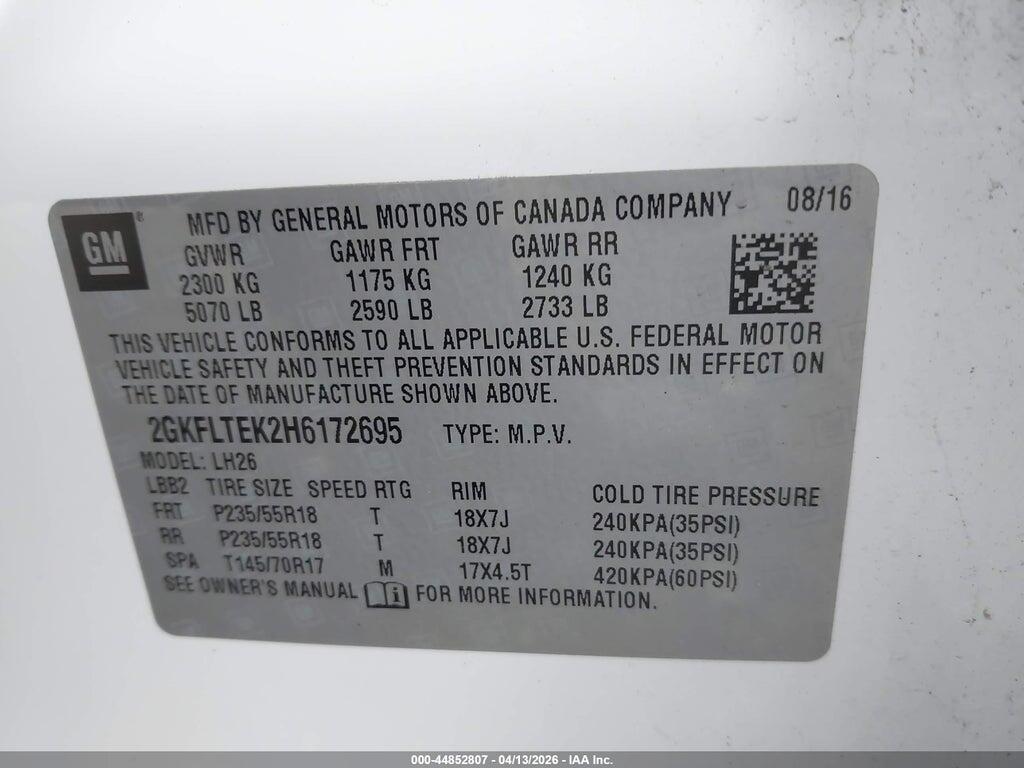 2GKFLTEK2H6172695 2017 GMC TERRAIN photo no. 9