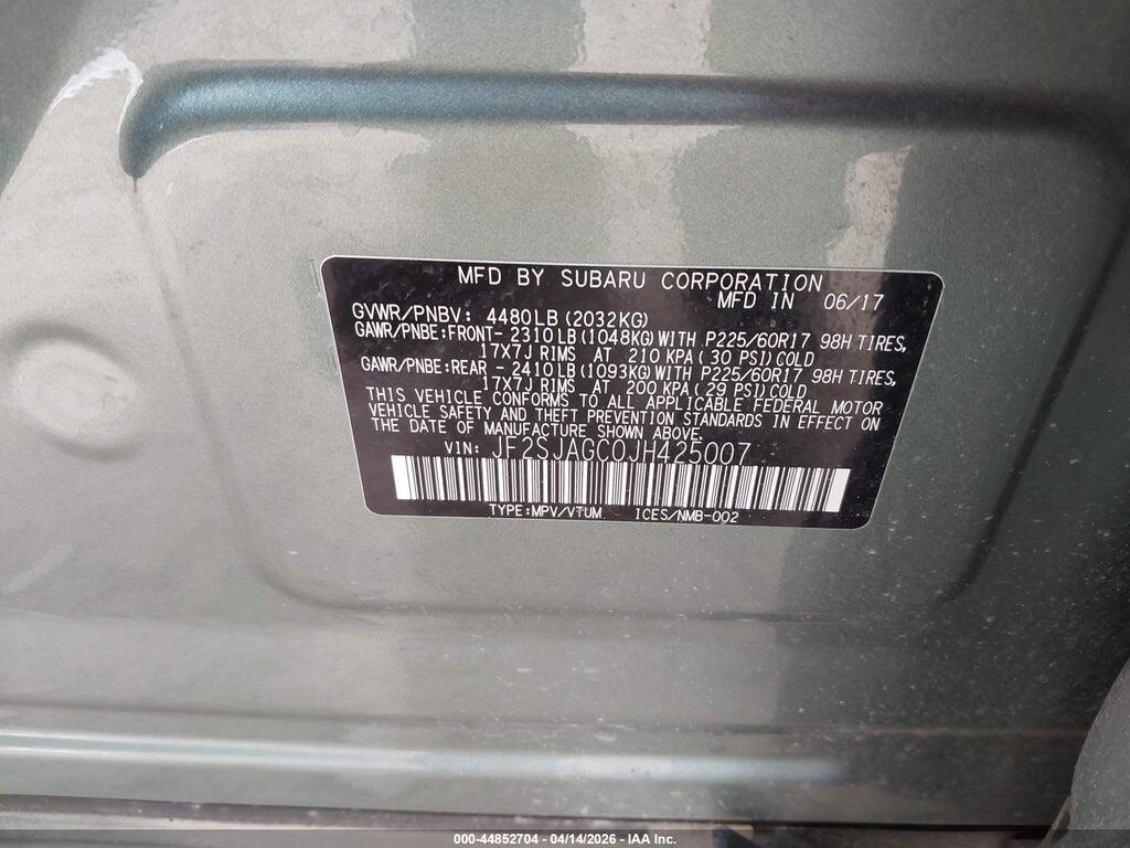 JF2SJAGC0JH425007 2018 SUBARU FORESTER photo no. 9