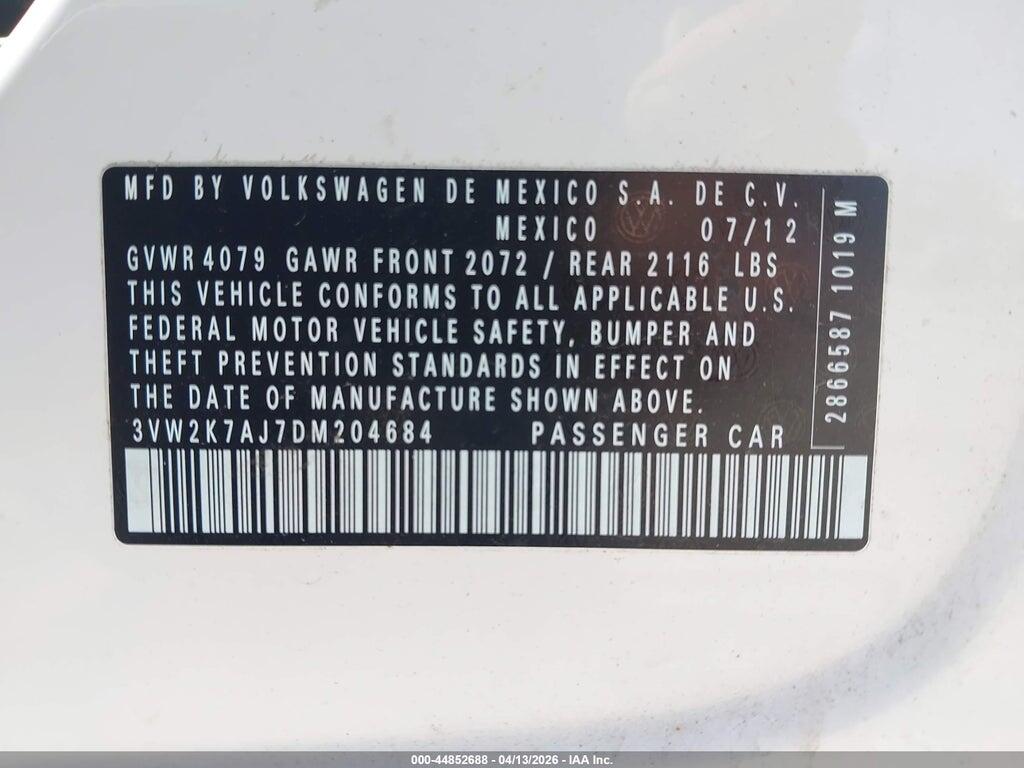 3VW2K7AJ7DM204684 2013 VOLKSWAGEN JETTA photo no. 9