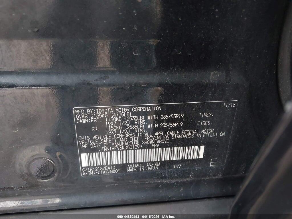 JTMN1RFV6KD501299 2019 TOYOTA RAV4 photo no. 9
