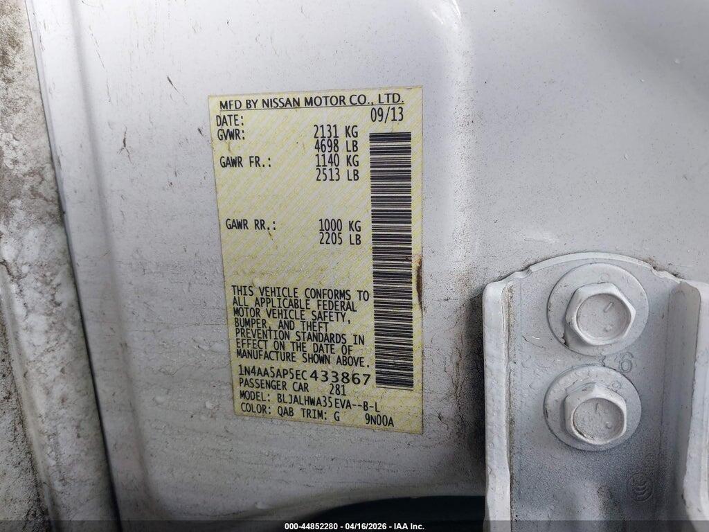 1N4AA5AP5EC433867 2014 NISSAN MAXIMA photo no. 9