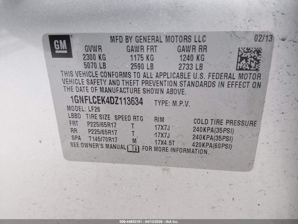 1GNFLCEK4DZ113634 2013 CHEVROLET EQUINOX photo no. 9