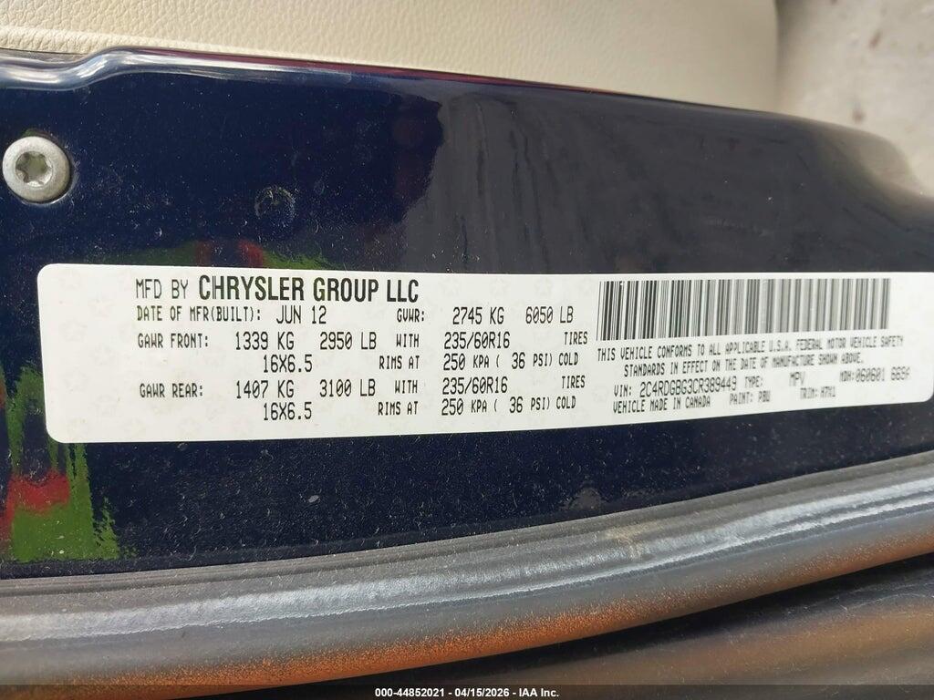 2C4RDGBG3CR389449 2012 DODGE GRAND CARAVAN photo no. 9
