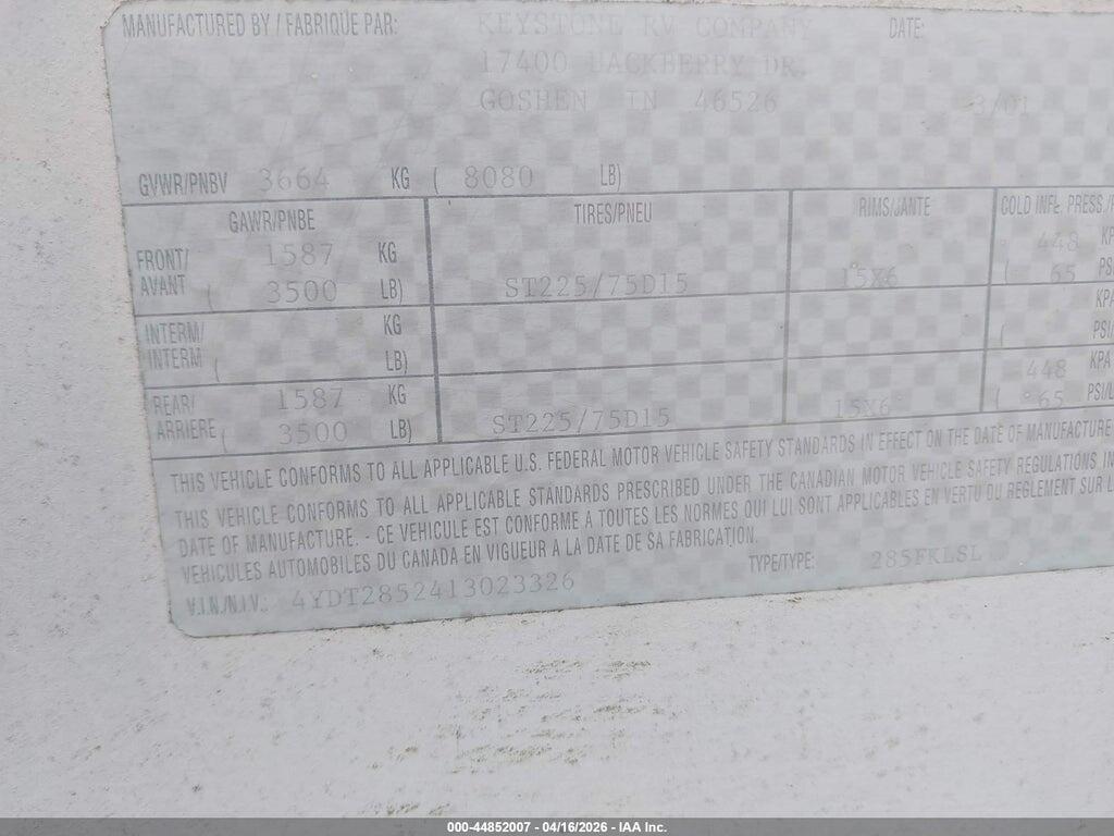 4YDT2852413023326 2001 KEYSTONE OTHER photo no. 9