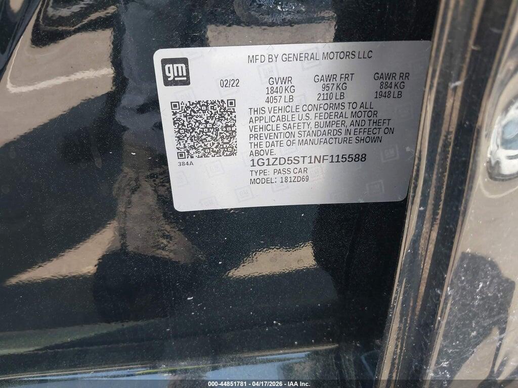 1G1ZD5ST1NF115588 2022 CHEVROLET MALIBU photo no. 9