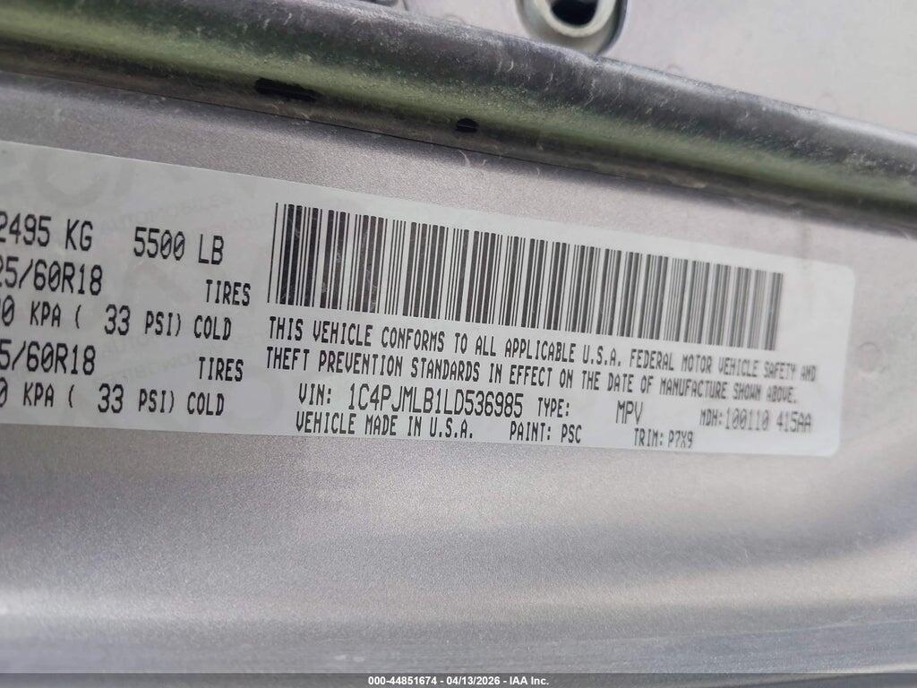 1C4PJMLB1LD536985 2020 JEEP CHEROKEE photo no. 9