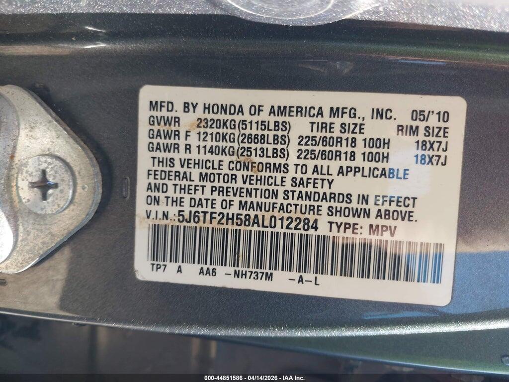 5J6TF2H58AL012284 2010 HONDA ACCORD CROSSTOUR photo no. 9