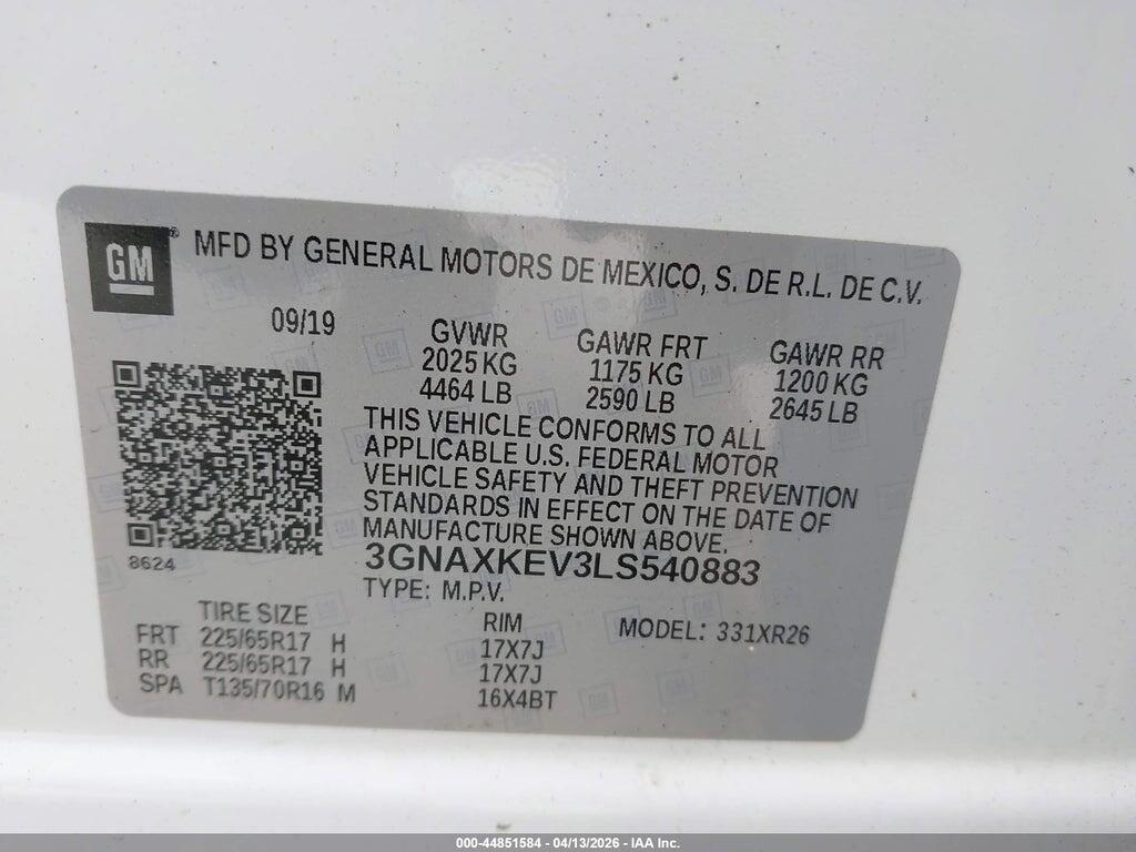 3GNAXKEV3LS540883 2020 CHEVROLET EQUINOX photo no. 9