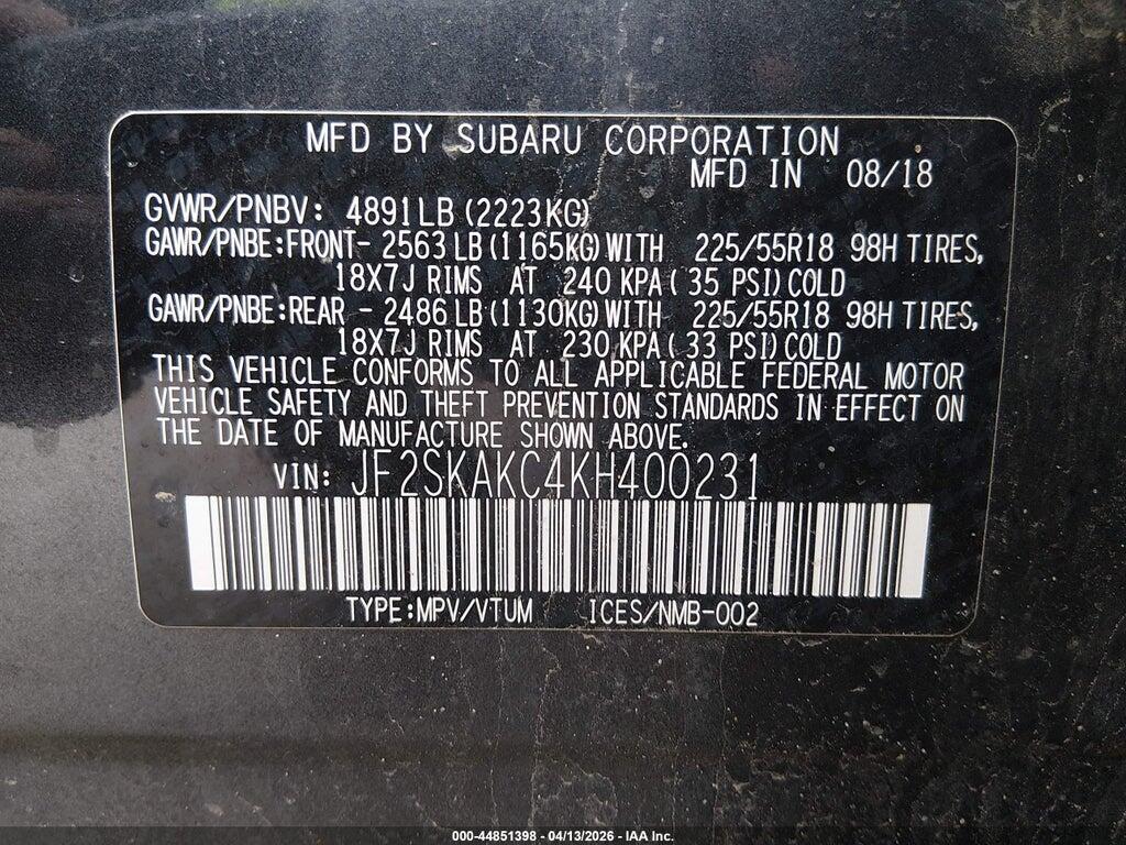 JF2SKAKC4KH400231 2019 SUBARU FORESTER photo no. 9