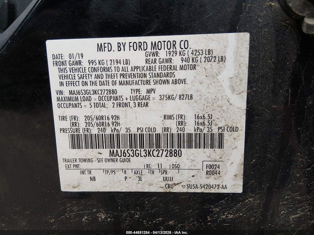 MAJ6S3GL3KC272880 2019 FORD ECOSPORT photo no. 9