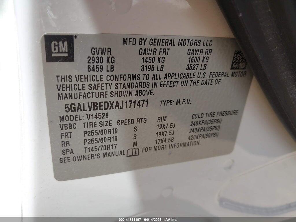 5GALVBEDXAJ171471 2010 BUICK ENCLAVE photo no. 9