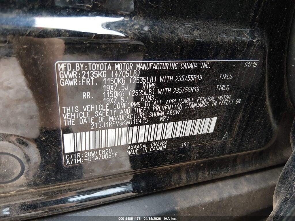 2T3J1RFV9KW016415 2019 TOYOTA RAV4 photo no. 9