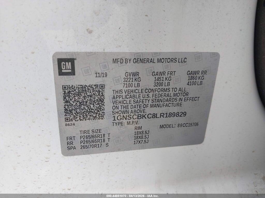 1GNSCBKC8LR189829 2020 CHEVROLET TAHOE photo no. 9