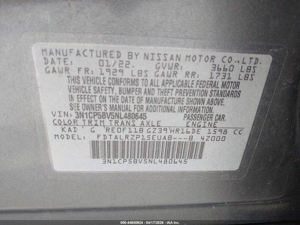 3N1CP5BV5NL480645 2022 NISSAN KICKS photo no. 9