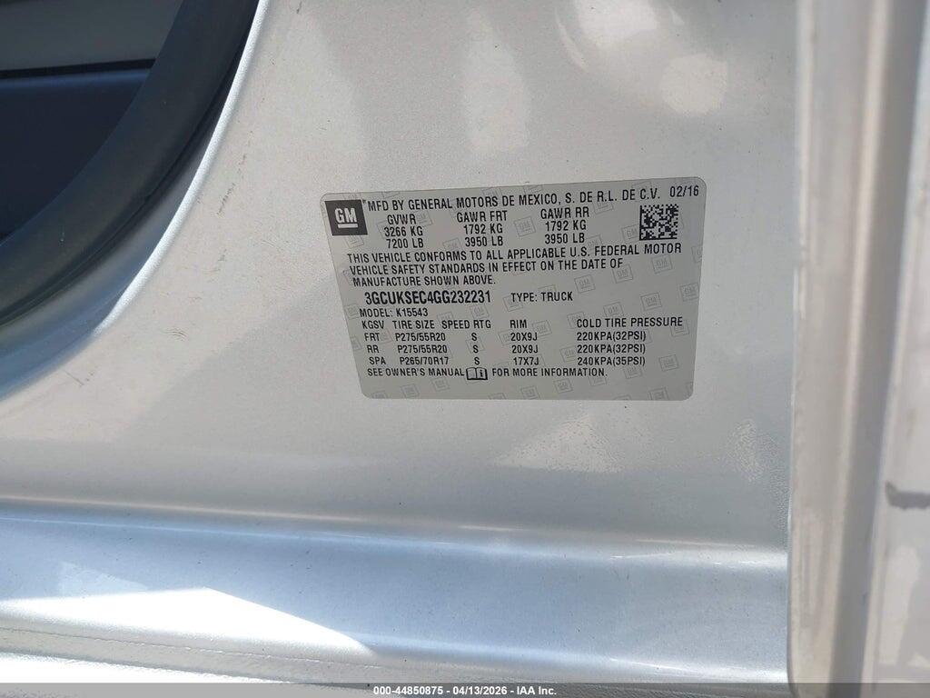 3GCUKSEC4GG232231 2016 CHEVROLET SILVERADO 1500 photo no. 9