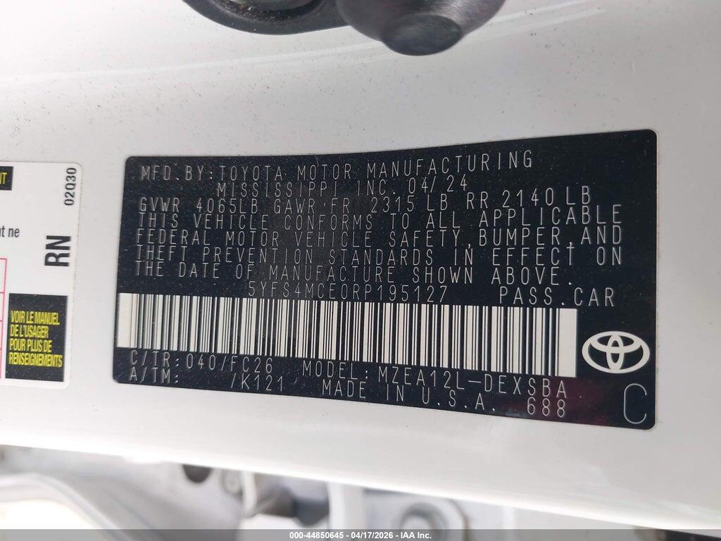 5YFS4MCE0RP195127 2024 TOYOTA COROLLA photo no. 9